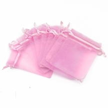 Подарунковий Мішечок з Органзи, Прозорий, Колір: Рожевий, Розмір: 9x7см, (УТ100019265)