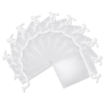Подарочный Мешочек из Органзы с Кулисой Прозрачный, Белый, 9x7см, (УТ100019266)