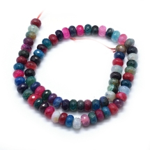 Бусины Натуральный Агат Вены Дракона, Рондель, Окрашенные, На нитях, Микс, 8х5мм, Отверстие 1мм, около 68шт/37см/нить, (УТ100019318)