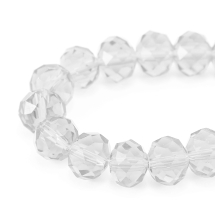 Намистини Кришталеві Перлинний Блиск, Гальванічне скло, Грановані, Рондель, Колір: Безбарвний, Розмір: 14х10мм, Отв-тя: 1мм, близько 60 шт / 60см / нитка, (УТ100019329)