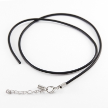 Основа для Ожерелья, Резиновый Шнур с Фурнитурой, Железо, Черный, 48смх2мм, (УТ100019502)
