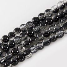 Бусины "Битое Стекло" Круглые, Цвет: Черный, Диаметр: 12мм, Отверстие 1.3-1.6мм, 66шт/80см/нить, (УТ100019552)
