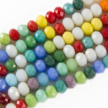 Бусины Стеклянные, Рондель, Цвет: Микс, Размер: 7~8x5.5~6мм, Отверстие 1мм, около 72шт/44см/нить, (УТ100019679)