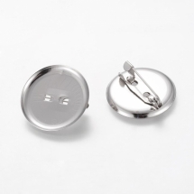 Основа для Броши Железная, Круглая, Платина, Внутренний Диаметр 24мм, Толщина 6мм, (УТ100019680)