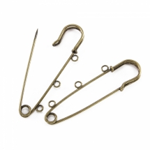 Основа під Брошка, Залізо, Булавка, з 3-ма отворами, Колір: Бронза, Розмір: Довжина 70мм, Ширина 21мм, Отв-тя 3 ~ 5мм, (УТ100019681)