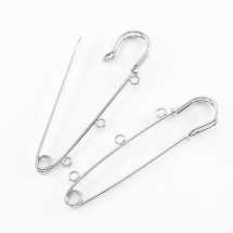 Основа під Брошка Залізна, Булавка, з 3-ма отворами, Колір: Платина, Розмір: Довжина 75мм, Отв-тя 3мм, (УТ100019682)