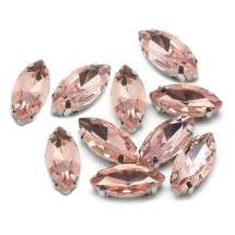 Пришивные Стразы, Стекло Горный Хрусталь, Основа Латунь, Конский глаз, Цвет: Темно-лососевый, Размер: 15х7х5мм, Отверстие 0.8-1мм, (УТ100019697)