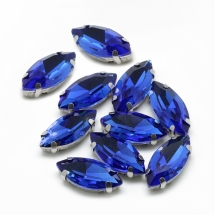 Пришивні Стрази, Скло Гірський Кришталь, Основа Латунь, Кінський очей, Колір: Королівський Синій, Розмір: Довжина 15мм, Ширина 7мм, Товщина 5мм, Отвір 0.8-1мм, (УТ100019708)