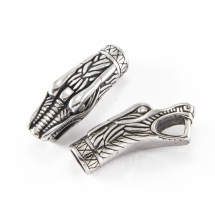 Концевики для Шнура, Нержавіюча Сталь, Голова Дракона, Античне Срібло, 14х38х12мм, Внутрішній Діаметр 8мм, (УТ100019754)