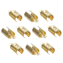 Концевики-Зажимы для Шнура Нержавеющая Сталь, Золото, 10х3х2.5мм, Внутренний Диаметр 2-2.5мм, Отверстие 1мм, (УТ100019771)