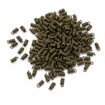 Концевики-Пружинки для Шнура, Залізні, Колір: Бронза, Розмір: 7х3мм, Діаметр внутрішній 1,8 мм, Отвір 1.8мм, (УТ100019772)