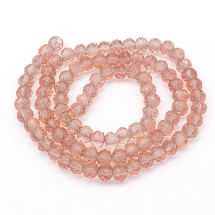 Бусины Австрийский Хрусталь, Имитация, Стекло Граненые Прозрачные, Рондель, Темно-лососевый, 6х4мм, Отв. 1мм, ок. 92шт/36см/нить (УТ100019789)