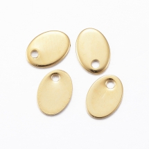 Підвіска Овальний, Нержавіюча Сталь, Штампування, Колір: Золото, Розмір: 7х5х0.8мм, Отвір 1мм, (УТ100019805)