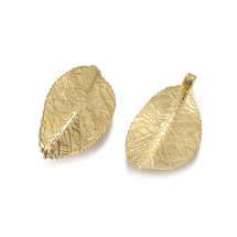 Кулон Лист, Нержавеющая Сталь, Ваккумное Покрытие, Цвет: Золото, Размер: 29х17х1мм, Отверстие 2.8х2мм, (УТ100019810)