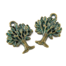Кулон Дерево, Металл, Цвет: Бронза, Зеленая Патина, Размер: 22х17х2мм, Отверстие 2мм, (УТ100019924)
