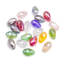 Бусины Стекляные Гальваника АВ-Цвет, Граненые, Капля, Микс, 15x10мм, Отверстие 1мм, (УТ100019995)