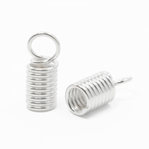 Концевики-Пружинки для Шнура, Залізні, Колір: Срібло, Розмір: 10х4.5мм, Діаметр внутрішній 3.2мм, Отвір 3.5мм, (УТ100020002)