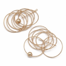 Кулон Кольца, Металл с Пластиком, Цвет: Светлое Золото, Размер: 59x34х4мм, Отверстие 1мм, (УТ100020673)