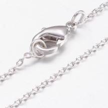 Готовая Основа для Ожерелий, Латунь, Застежка Карабин-Лобстер, Покрытие Платина, Размер: Длина 45см, Толщина 1мм, (УТ100020678)