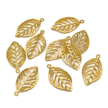 Кулон Лист, Металл, Цвет: Золото, Размер: 49.5x27.5x2мм, Отверстие 3.5мм, (УТ100020736)