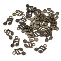 Кулон Музыкальная Нота, Металл, Цвет: Бронза, Размер: 19x13x1.5мм, Отверстие 3мм, (УТ100020740)