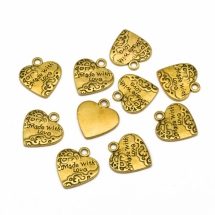Кулон Сердце, Металл, Цвет: Античное Золото, Размер: 19.5х17.5х3мм, Отверстие 2.5мм, (УТ100020758)