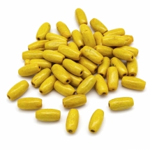 Намистини Дерев'яні, Пофарбовані, Овальні, Колір: Жовтий, Розмір: 15х7~9мм, Отвір 3мм, (УТ100020784)