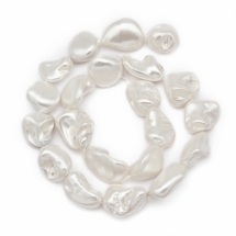 Жемчуг Shell Pearl Полированный Самородок, Белый Дым, 9-28x8-27х7-20мм, Отверстие 1мм, около 17шт/38см/нить, (УТ100020827)