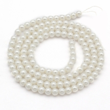 Жемчуг Shell Pearl, Круглый, Белый, 3мм, Отверстие 0.5мм, около 122шт/40см/нить. (УТ100020812 )