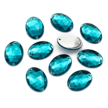 Пришивные Акриловые Стразы, 2 отверстия, Овальные, Цвет: Чирок, Размер: 18х13х5мм, Отв-тие 1мм, (УТ100020839)