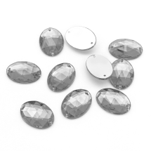 Пришивные Акриловые Стразы, 2 отверстия, Овальные, Цвет: Серый, Размер: 18х13х5мм, Отв-тие 1мм, (УТ100020845)