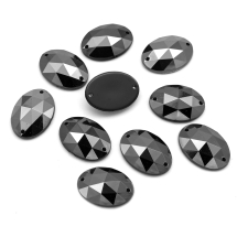 Пришивные Акриловые Стразы, 2 отверстия, Овальные, Цвет: Темно-серый, Размер: 18х13х5мм, Отв-тие 1мм, (УТ100020846)