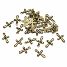 Кулон Крест, Металл, Бронза, 19.5х12х2мм, Отверстие 1.5мм, (УТ100020857)
