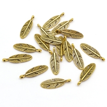 Кулон Перо, Металл, Цвет: Античное Золото, Размер: 30x9x2мм, Отверстие 2мм, (УТ100020887)