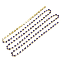 Стразовая Цепь Декоративная, Класс А, Золото/Сапфир, 3.5мм, около 240шт/1.5м, (УТ100020895)