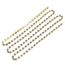 Стазовая Цепь Декоративная, Класс А, Золото/Черный Бриллиант, 2.6мм, около 240шт/1.1м, (УТ100020908)