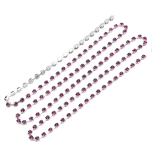 Стразовая Цепь Декоративная, Класс А, Серебро/Роза, 2.6мм, около 240шт/1.1м, (УТ100020917)