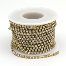 Стразовая Цепь Декоративная, Без Покрытия/Кристалл, 2.3мм, около 9м/катушка, (УТ100020927)