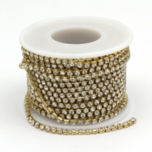Стразовий Ланцюг Декоративний, без Покриття/Кришталь, 2мм, близько 9м/котушка, (УТ100020928)