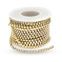 Стразовая Цепь Декоративная, Без Покрытия/Кристалл, 2.6мм, 9м/катушка, (УТ100020929)