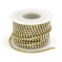 Стразовая Цепь Декоративная, Без Покрытия/Кристалл АВ, 2.6мм, около 9м/катушка, (УТ100020930)