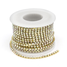 Стразовая Цепь Декоративная, Без Покрытия/Кристалл АВ, 2.8мм, около 9м/катушка, (УТ100020941)