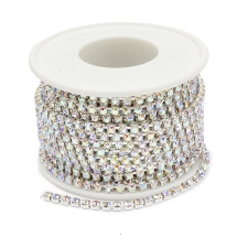 Стразовая Цепь Декоративная, Серебро/Кристалл АВ, 2.8мм, около 9м/катушка, (УТ100020943)