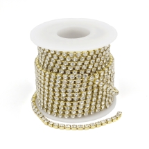 Стразовая Цепь Декоративная, Без Покрытия/Кристалл, 4мм, около 9м/катушка, (УТ100020947)