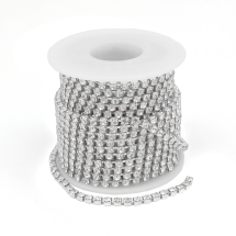 Стразовая Цепь Декоративная, Серебро/Кристалл, 3.5мм, около 9м/катушка, (УТ100020952)