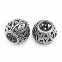 Бусины Филигрань Латунь, Полые, Рондель, Цвет: Античное Серебро, Размер: 8х9мм, Отв-тие 3.5мм, (УТ100020990)