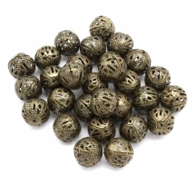 Бусины Филигранные Полые, Железные, Круглые, Цвет: Бронза, Размер: 12мм, Отв 1мм, (УТ100020994)