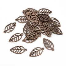 Кулон Лист, Металл, Цвет: Медь, Размер: 23х12х1мм, Отверстие 1мм, (УТ100021043)