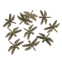 Кулон Стрекоза, Металл, Цвет: Бронза, Размер: 35х25х3мм, Отверстие 2мм, (УТ100021048)