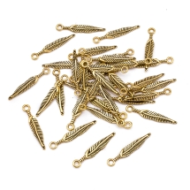 Кулон Перо, Металл, Цвет: Античное Золото, Размер: 29х5х2мм, Отверстие 2мм, (УТ100021052)